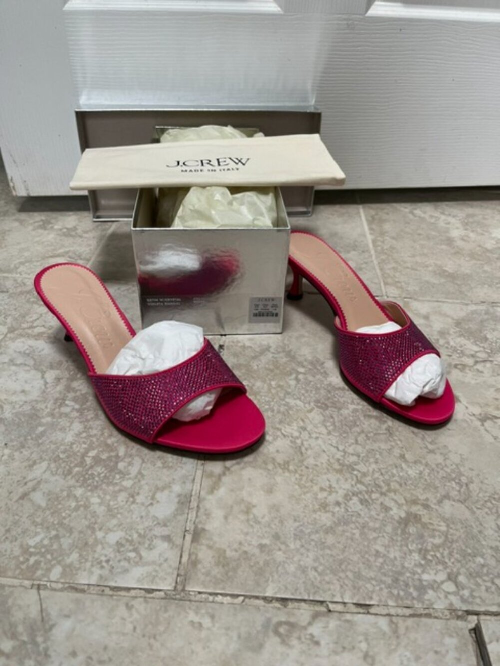 J Crew Satin with Crystal Violeta Sandal Size 7 M - NIB - Picture 3 of 6